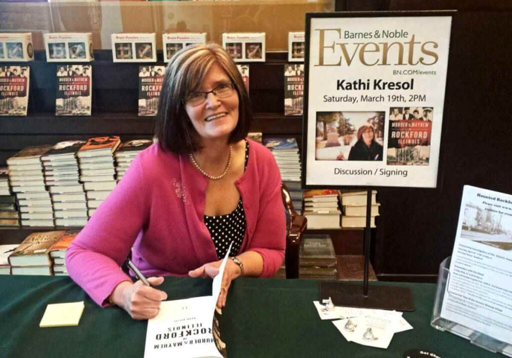 Kathi at Barnes & Nobel book signing 'Murder & Mayhem in Rockford Illinois'